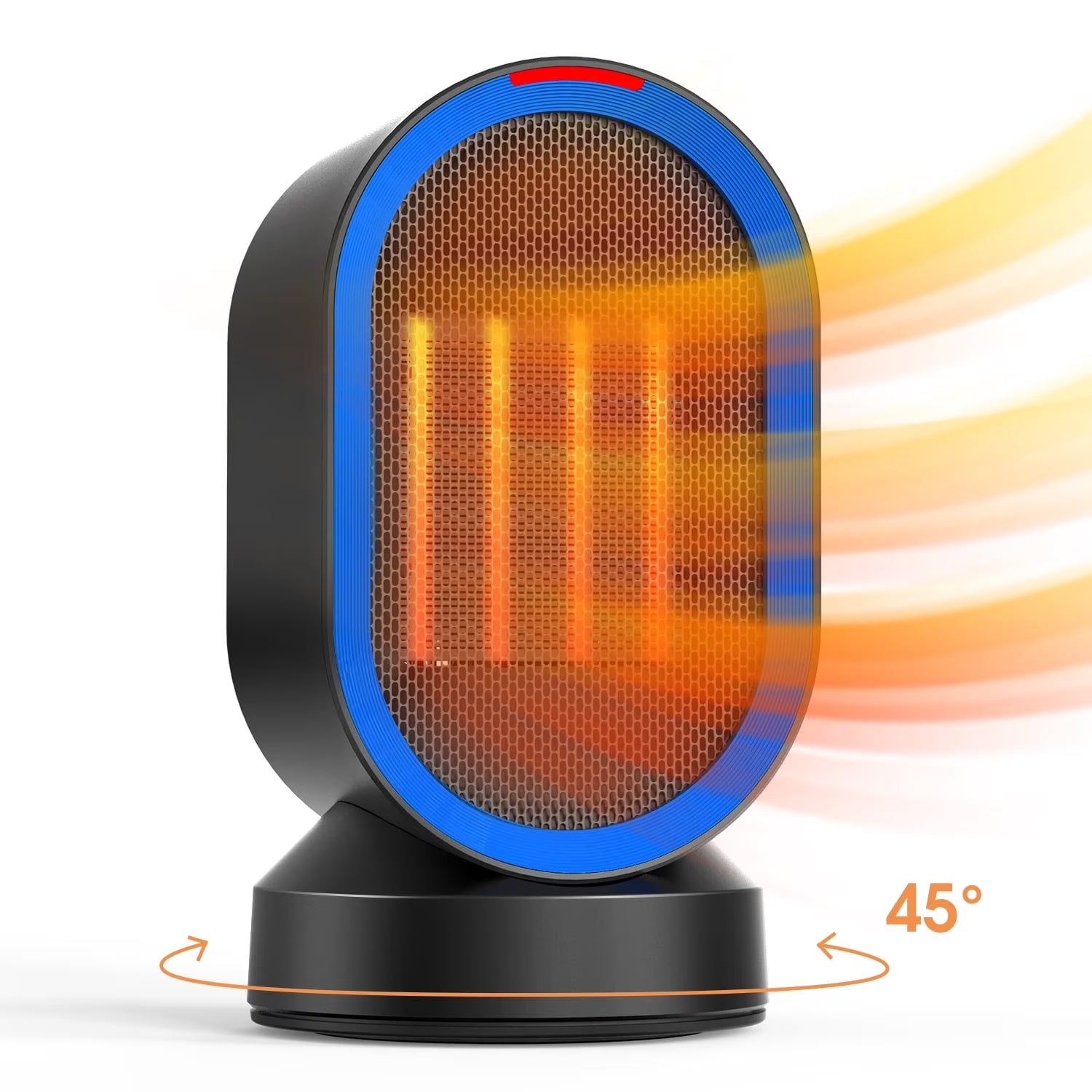 600W Space Heater, Desk Heaters with PTC Ceramic Heating , 45° Oscillation ,Tipped-Over Protection, Black